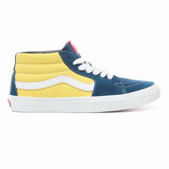 Damske Kotnikove Tenisky Vans Retro Skate Sk8-Mid Modre/Zlate VA86THOCZ